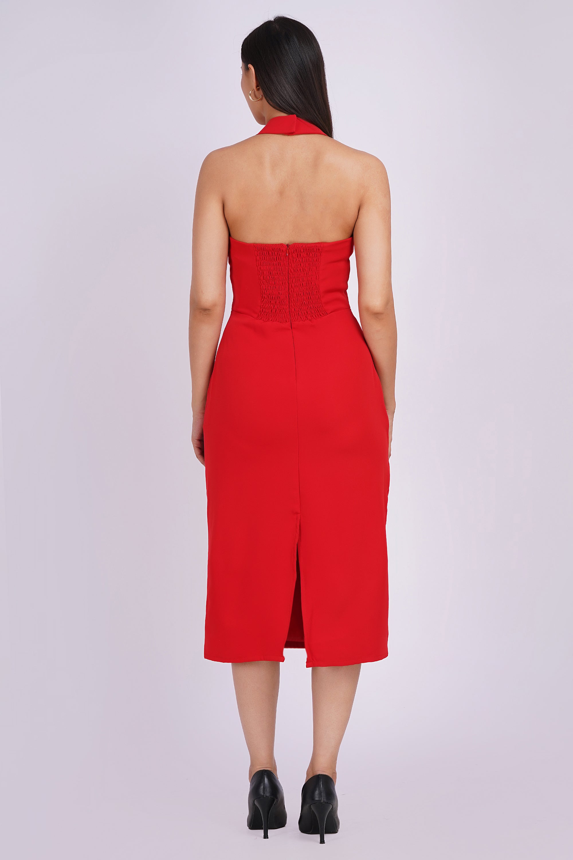 The Monroe Halter Midi Dress – Scarlet