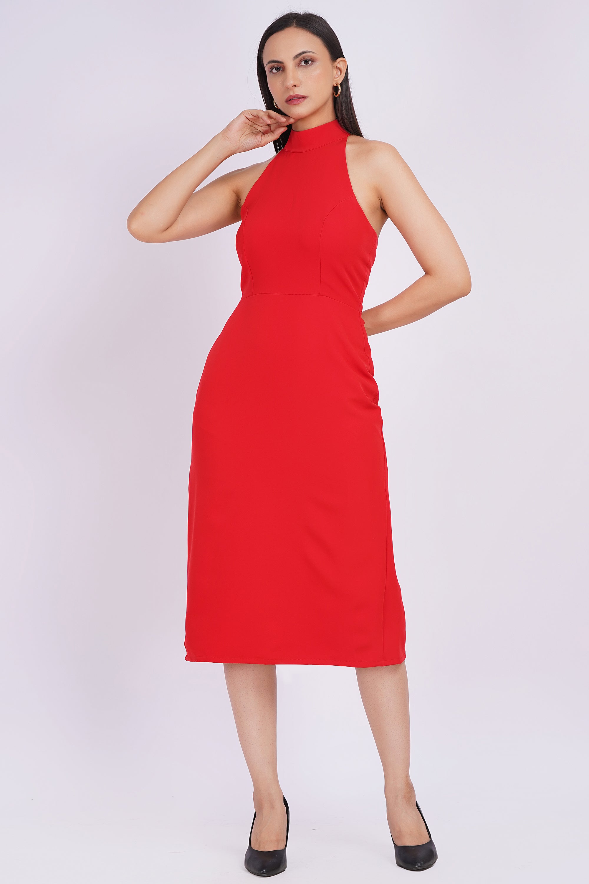 The Monroe Halter Midi Dress – Scarlet