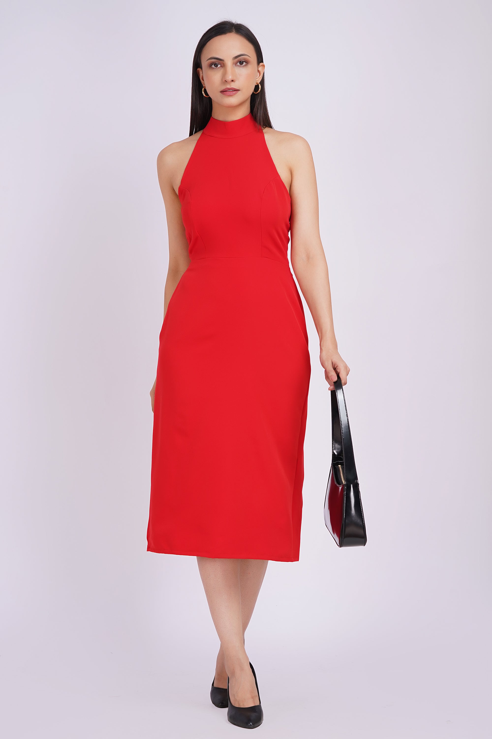 The Monroe Halter Midi Dress – Scarlet
